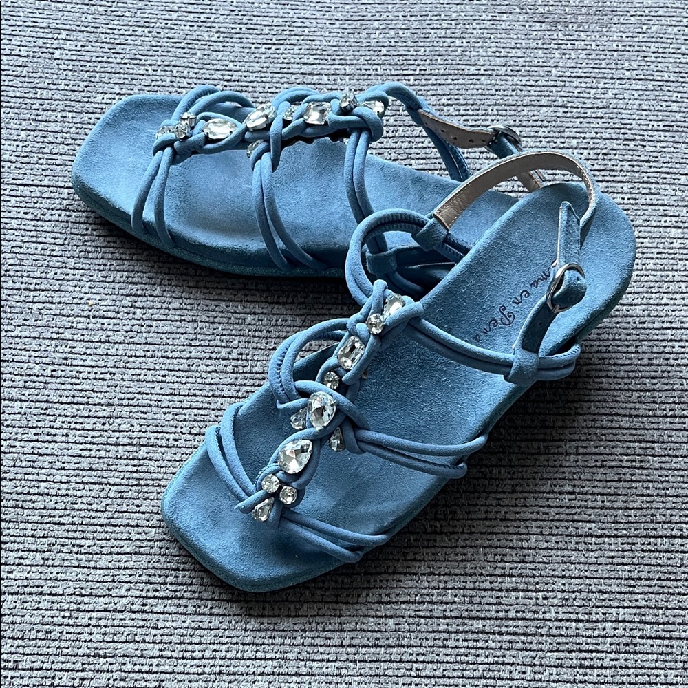 Elegant Blue Sandals with Crystal Accents Spain brand